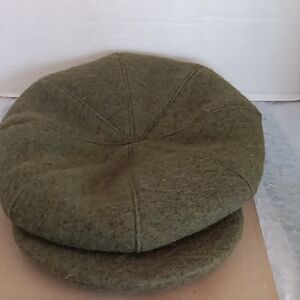 Olive Green Men's Unisex  Vintage Newsboy Cap Colors Of Benetton Made In Italy